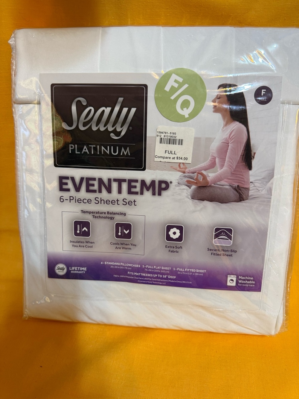 Sealy Platinum Eventemp 6-Piece Sheet Set - White (Full)